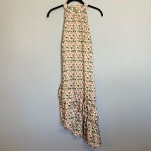 Vila Womens Size 40 (US 8) High Halter Neck Asymmetrical Ruffle Hem Floral Dress